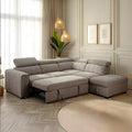 L shape sofa bed with cup holder shown in modern living room view