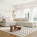  cream sofa cam bed with reversible chaise, under-seat storage, modern L shape sofa bed design, and couch bed comfort