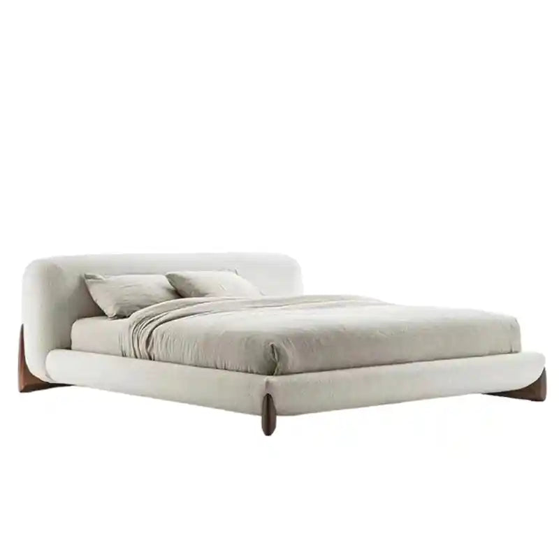 Fairmont designed with a soft curved silhouette, this premium features plush boucle upholstery; Fairmont platform bed shown as a bed with headboard.