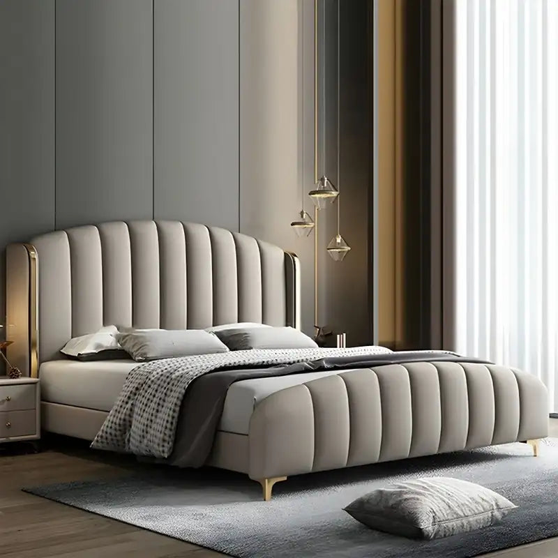 Ferora Modern Luxury Bed with Curved Padded Headboard
