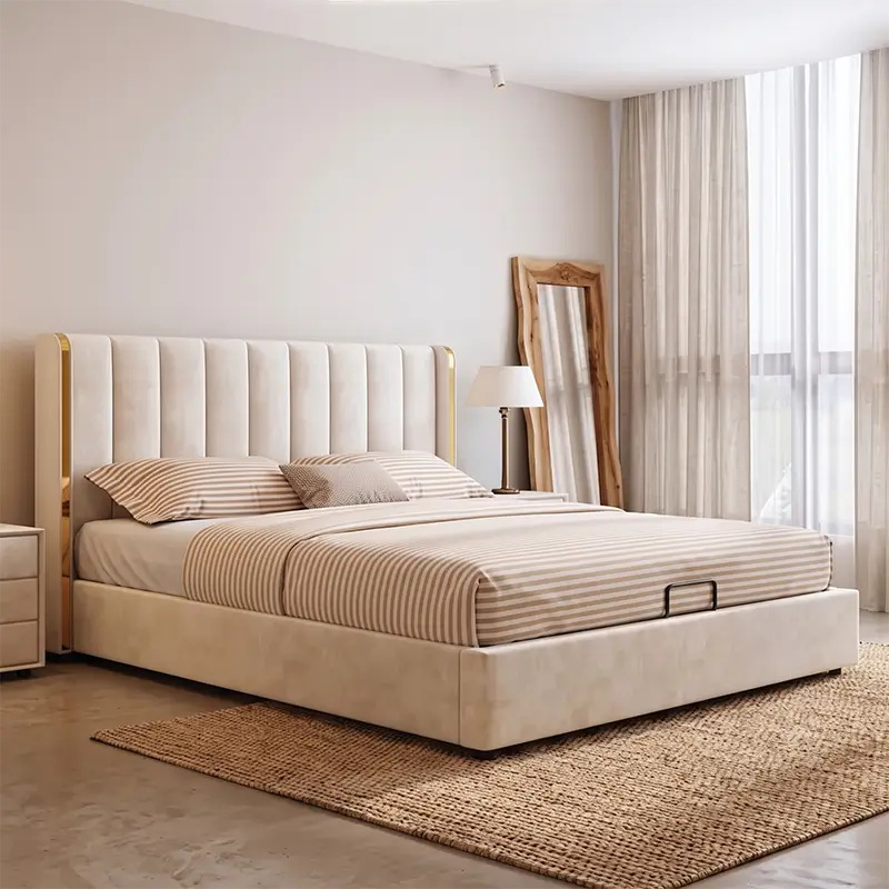 Flosy  Bed with Vertical Padded Headboard