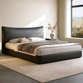  Curved headboard in matte black faux leather – new bed design, bed frame – queen size