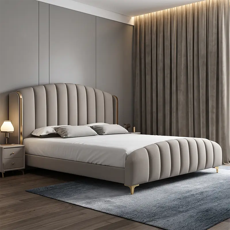 Ferora Modern Luxury Bed with Curved Padded Headboard