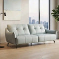 Mist blue tufted 2 seater sofa with premium sofa leather-look finish
