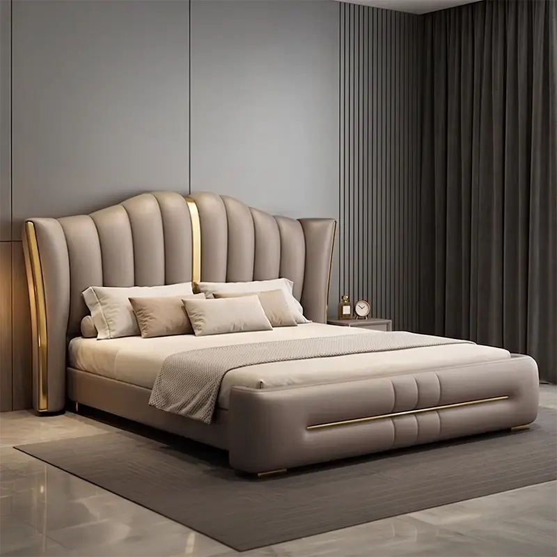 Luthona Platform Bed with Clean Padded Headboard