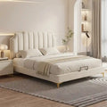 Cream wingback upholstered bed frame modern bed design new bed design gold legs