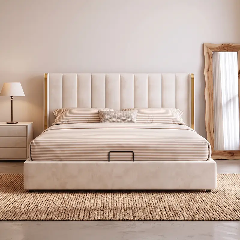 Flosy  Bed with Vertical Padded Headboard
