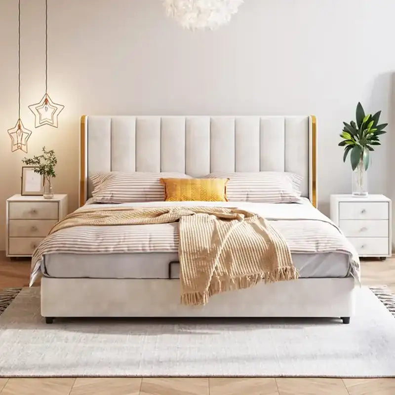 Flosy  Bed with Vertical Padded Headboard