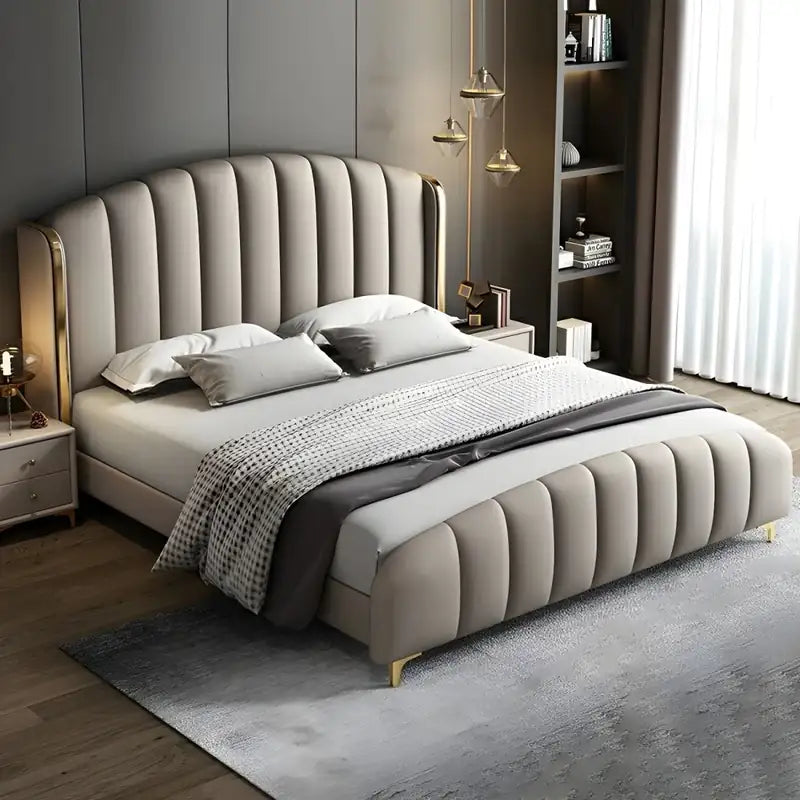 Ferora Modern Luxury Bed with Curved Padded Headboard