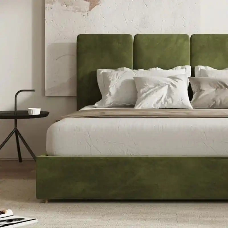 Calix side profile view with soft edges; Calix storage bed shown as a hydraulic bed.