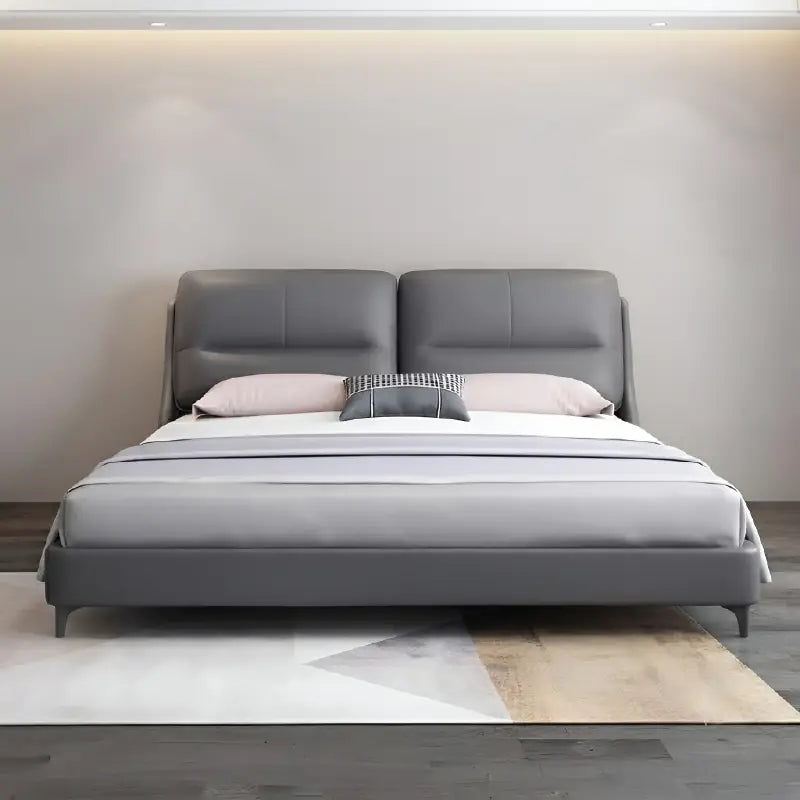Nivan bed for king size mattress with upholstered bed construction, master bedroom bed design appeal and a sleek low-profile platform frame