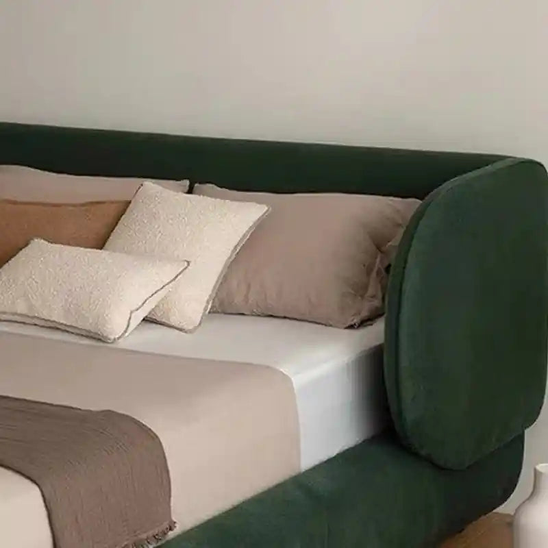 Norix picture of fully padded bed base with concealed frame and appeal; Norix platform bed shown as an upholstered bed.