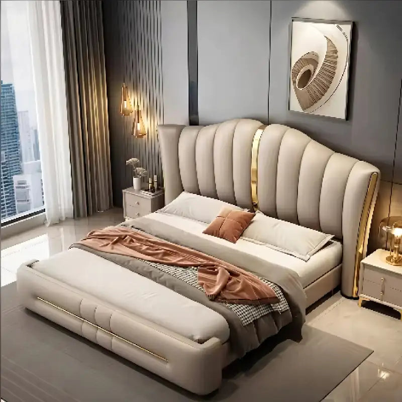 Luthona Platform Bed with Clean Padded Headboard