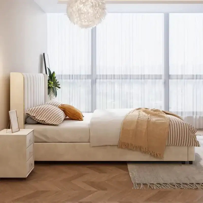 Flosy  Bed with Vertical Padded Headboard