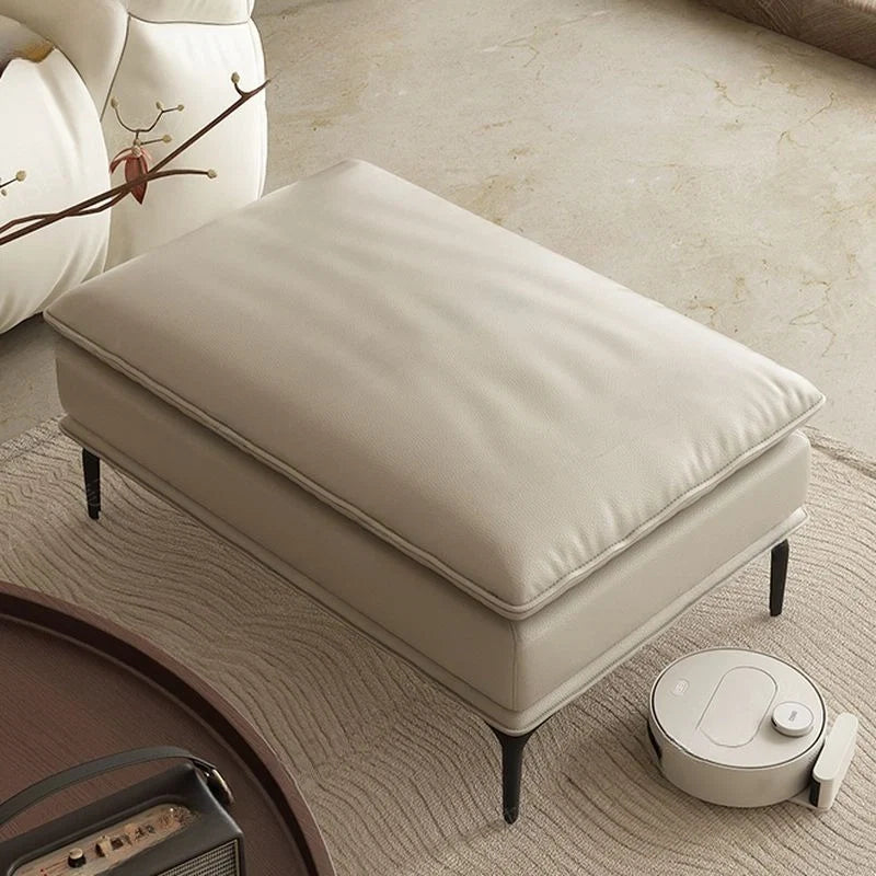 Modern ottoman design image for interiors, leather ottoman fabric ottoman, rectangular cream