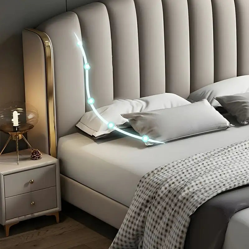 Ferora Modern Luxury Bed with Curved Padded Headboard