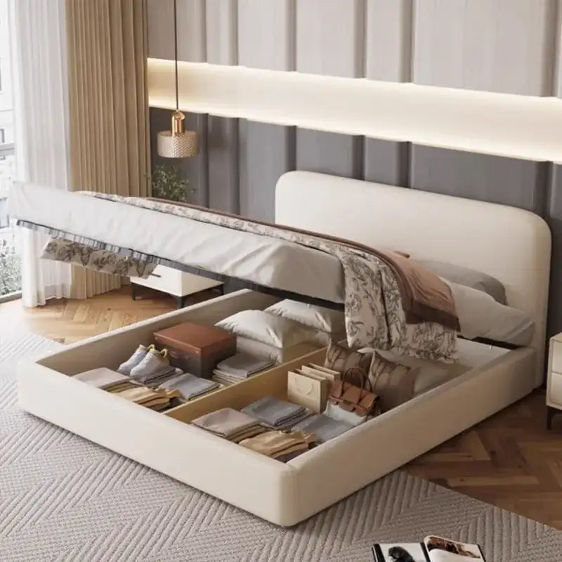 Akela Hydraulic Bed with Rounded Padded Headboard