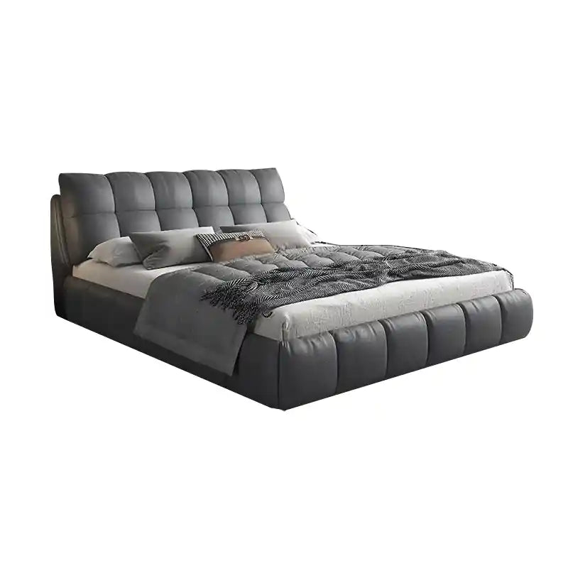 Luxury upholstered cot design bed and cot dark grey padded platform structure