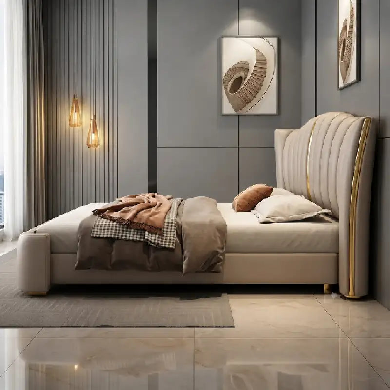 Luthona Platform Bed with Clean Padded Headboard