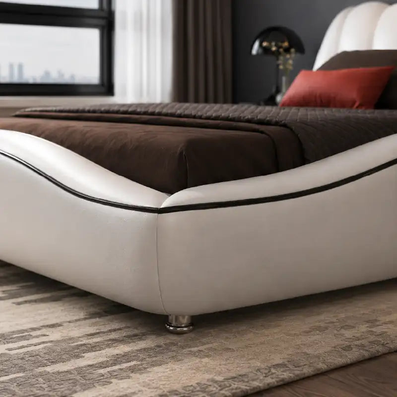Flotoni Platform Bed with Scalloped Curved Headboard