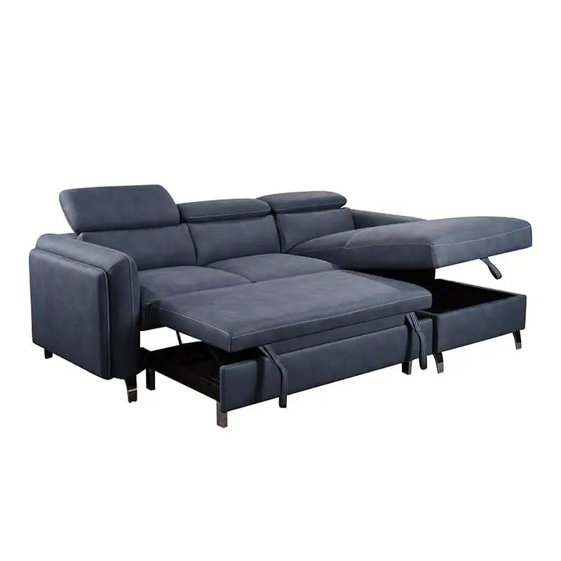 Sofa bed couch with pull-out sleeper function, lift-up chaise storage, L shape sofa bed layout, and medium-firm comfort