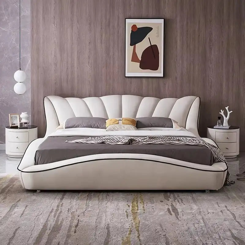 Flotoni Platform Bed with Scalloped Curved Headboard