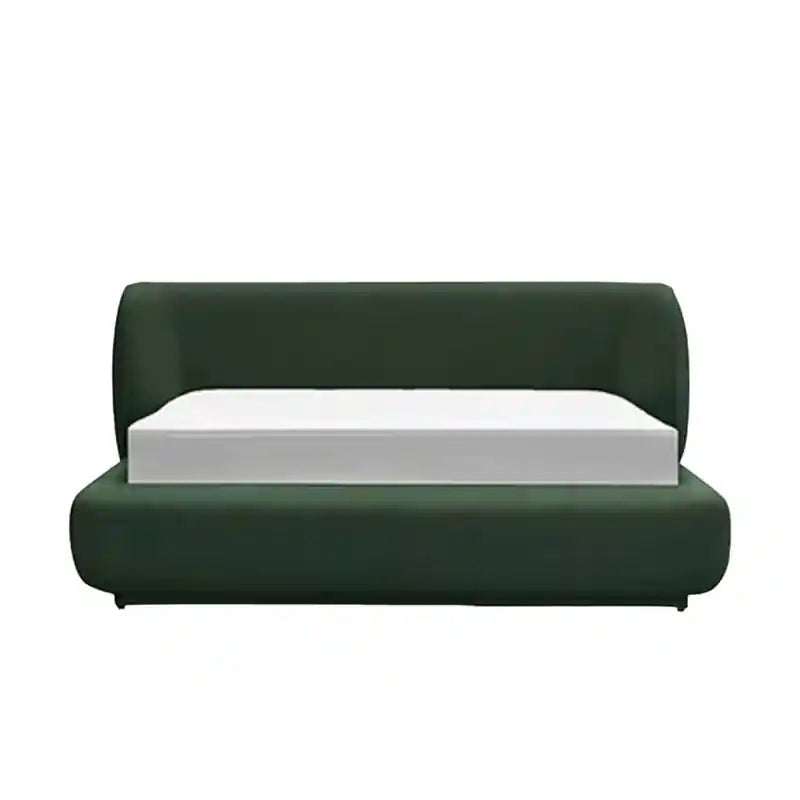 Norix the is built on sturdy Neem Wood with engineered plywood slats, making it durable and breathable. Its low profile; Norix platform bed shown as an upholstered bed.
