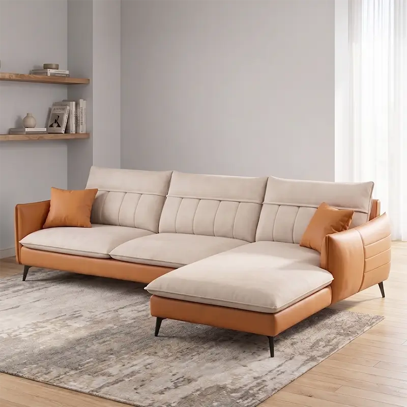 Modern sofa for home with premium fabric upholstery and comfortable family seating